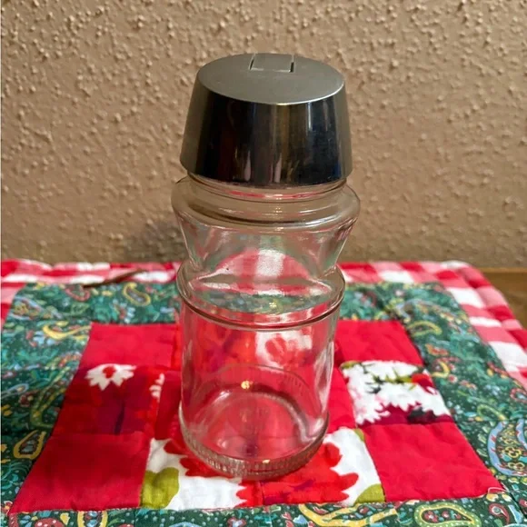 Vintage Clear Glass Sugar Shaker with Metal Lid